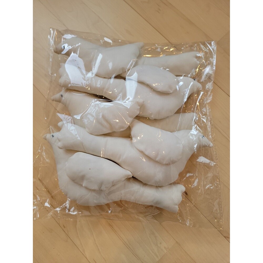 Lot Of 5 White Cloth Birds Basket Filler Or Crafting 9"